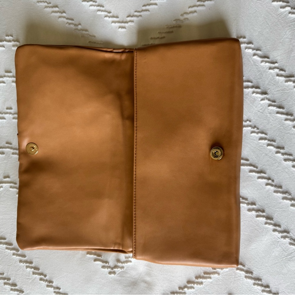 Express Tan Gathered Leather Clutch - Picture 2 of 5